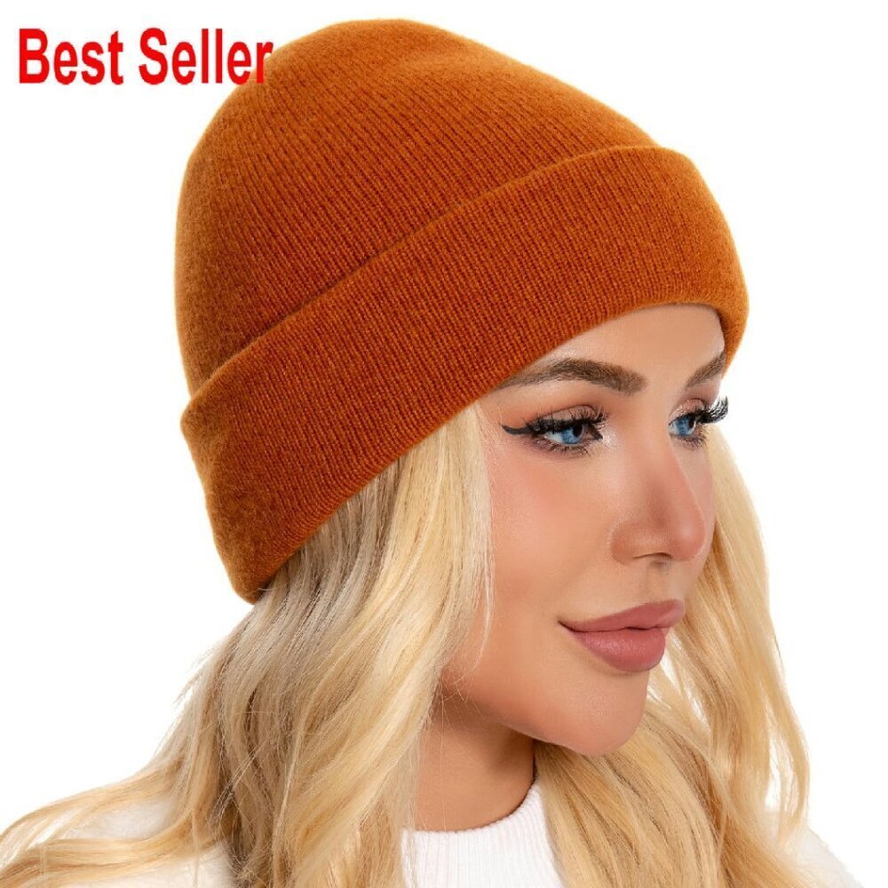Double Layer Merino Wool Beanie Unisex Winter Hat Cuffed Toque Classic